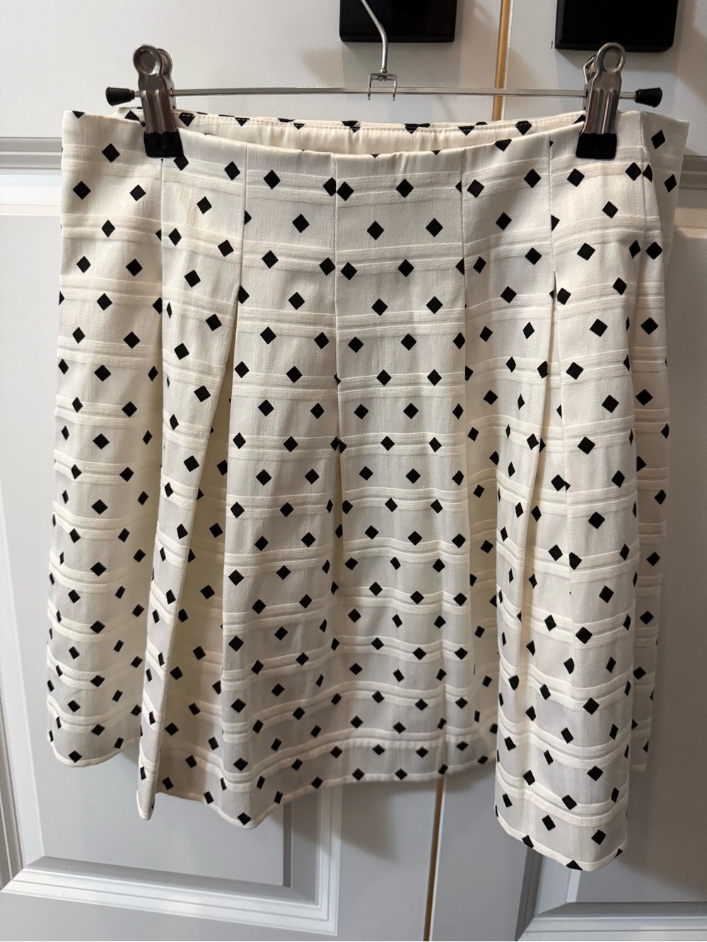 Banana Republic Cream A-Line Skirt with Black Diamond Motif